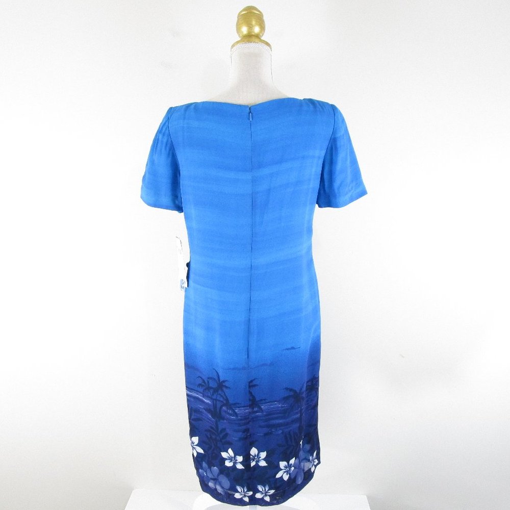 SOLDVintage Maggy London Blue Tropical Floral Dress 4 - Picture 8 of 13